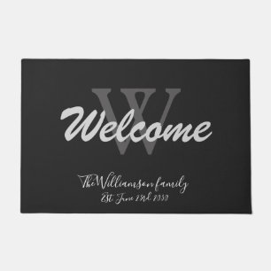 Elegante Monogram Script Name Chic Wedding Willkom Fußmatte