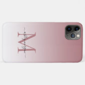 Elegante Monogram Script Name Dusty Rose Ombre Case-Mate iPhone Hülle (Rückseite (Horizontal))
