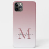Elegante Monogram Script Name Dusty Rose Ombre Case-Mate iPhone Hülle (Rückseite)