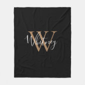 Elegante Monogram Script Name Gold Black Fleece Bl (Vorderseite)
