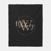 Elegante Monogram Script Name Gold Black Fleecedecke (Vorderseite)