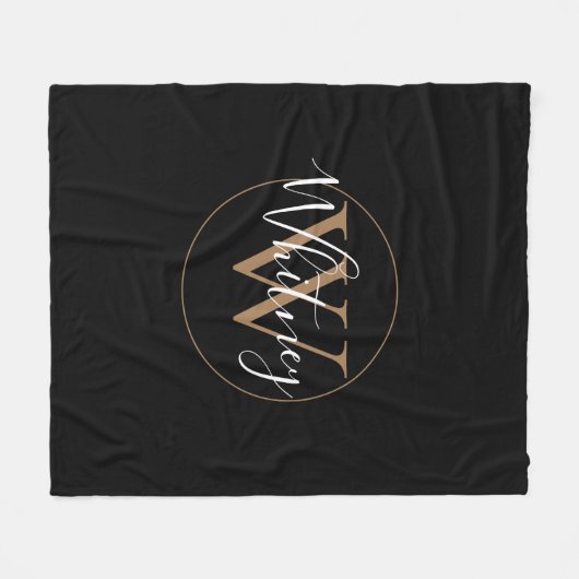Elegante Monogram Script Name Gold Black Fleecedecke (Vorderseite (Horizontal))