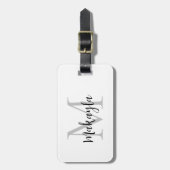 Elegante Monogram Script Name Luggage Tag Gepäckanhänger (Vorderseite vertikal)