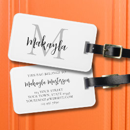 Elegante Monogram Script Name Luggage Tag Gepäckanhänger