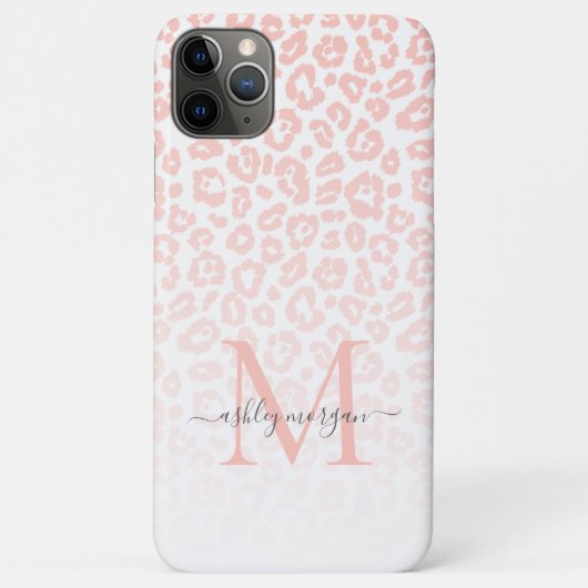 Elegante Monogram Script Name Pink Leopard Ombre Case-Mate iPhone Hülle (Rückseite)