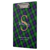Elegante Monogram Script Name Sutherland Tartan Klemmbrett (Links)