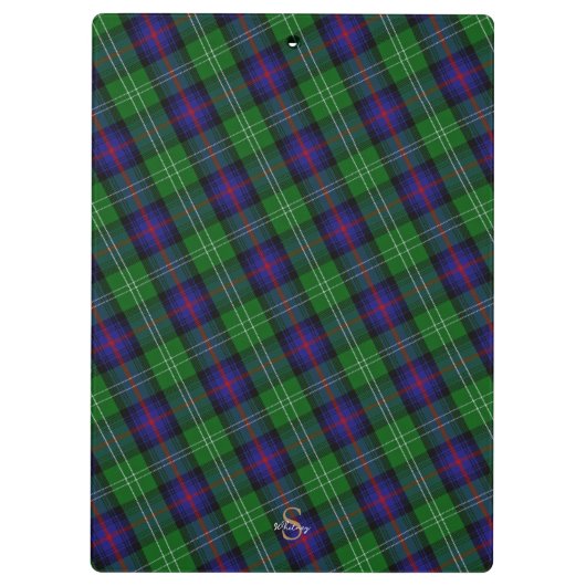 Elegante Monogram Script Name Sutherland Tartan Klemmbrett (Rückseite)