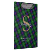 Elegante Monogram Script Name Sutherland Tartan Klemmbrett (Rechts)