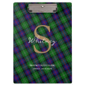 Elegante Monogram Script Name Sutherland Tartan Klemmbrett (Vorderseite)