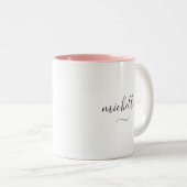 Elegante Monogram Script Name Swash Two-Tone Zweifarbige Tasse (VorderseiteRechts)