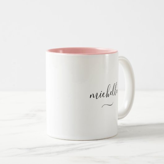 Elegante Monogram Script Name Swash Two-Tone Zweifarbige Tasse (VorderseiteRechts)