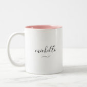 Elegante Monogram Script Name Swash Two-Tone Zweifarbige Tasse (Links)