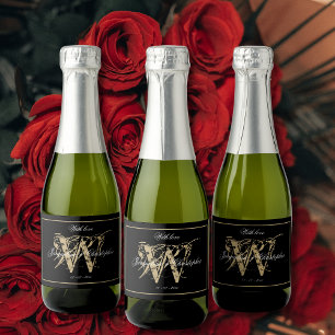 Elegante Monogram Script-Namen Classic Wedding Min Schaumweinetikett
