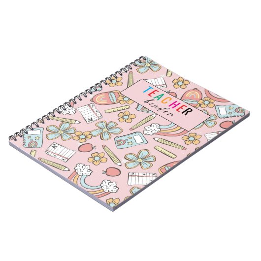 Elegante Monogram Script Office School 3 Ring Bind Notizblock (Linke Seite)