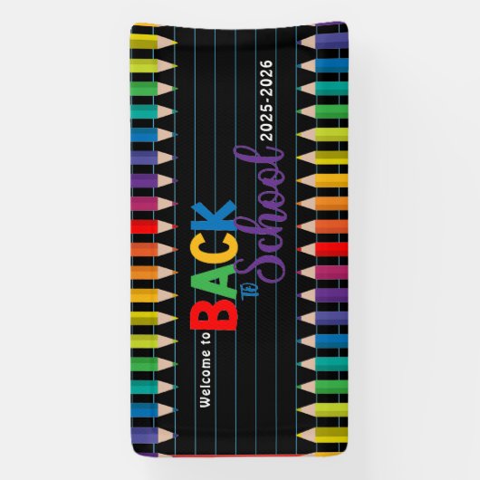 Elegante Monogram Script Office School Banner (Vertikal)