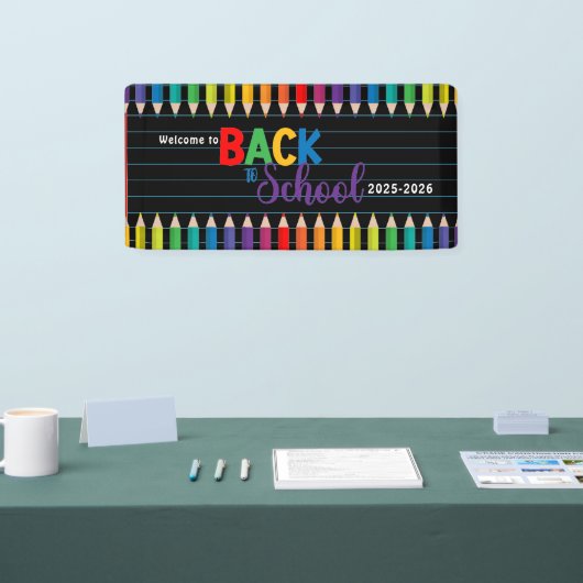 Elegante Monogram Script Office School Banner (Messe)