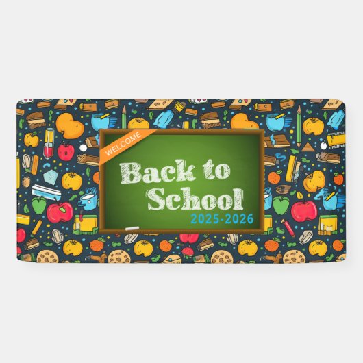 Elegante Monogram Script Office School Banner (Horizontal)