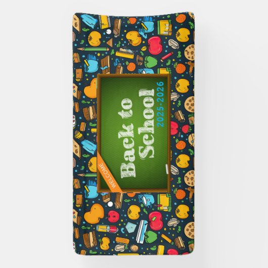 Elegante Monogram Script Office School Banner (Vertikal)