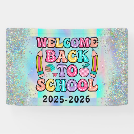 Elegante Monogram Script Office School Banner (Horizontal)