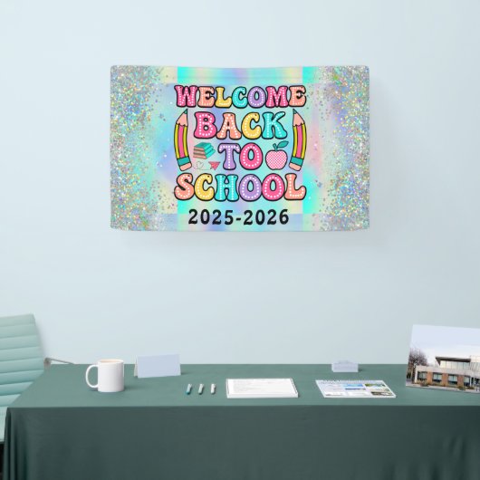 Elegante Monogram Script Office School Banner (Messe)