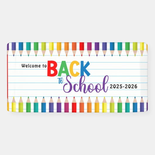 Elegante Monogram Script Office School Banner (Horizontal)