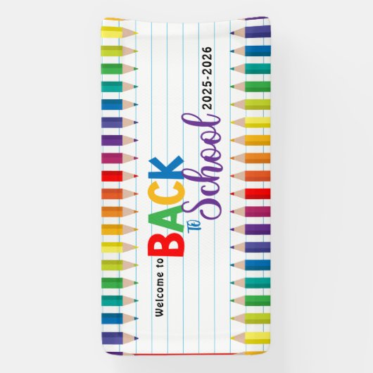 Elegante Monogram Script Office School Banner (Vertikal)