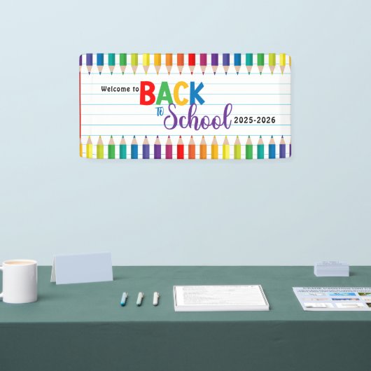 Elegante Monogram Script Office School Banner (Messe)