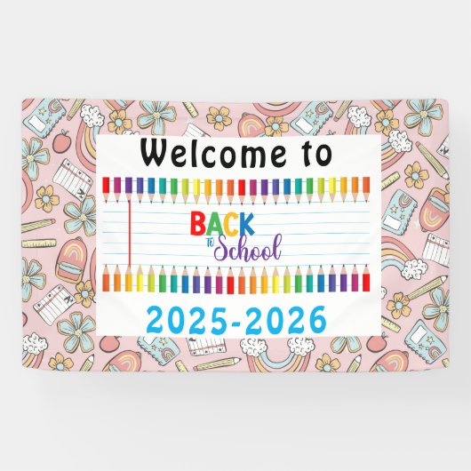 Elegante Monogram Script Office School Banner (Horizontal)