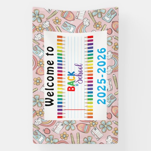 Elegante Monogram Script Office School Banner (Vertikal)