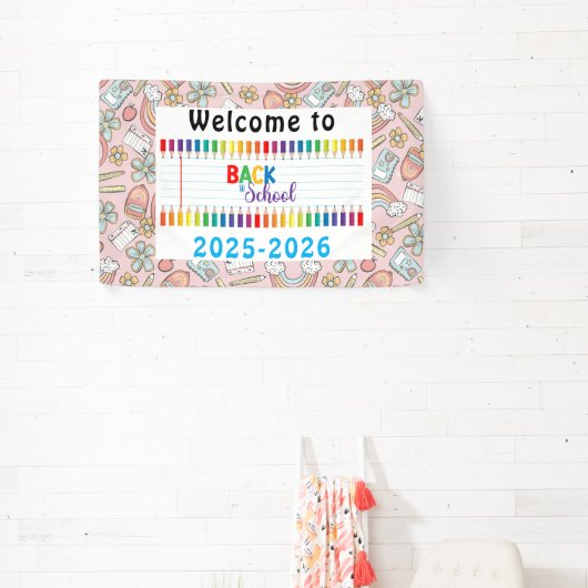 Elegante Monogram Script Office School Banner (InSitu)