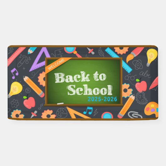 Elegante Monogram Script Office School Banner (Horizontal)