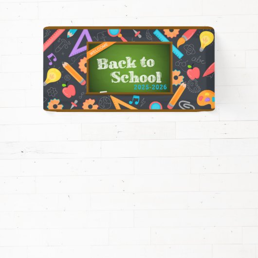 Elegante Monogram Script Office School Banner (InSitu)