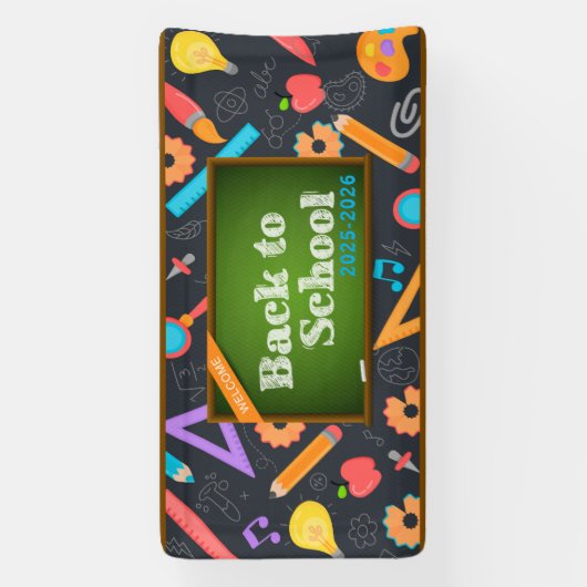 Elegante Monogram Script Office School Banner (Vertikal)