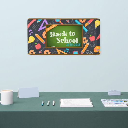 Elegante Monogram Script Office School Banner (Messe)