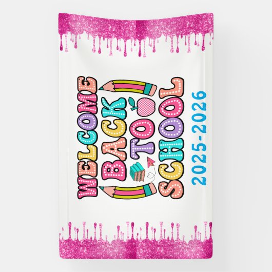 Elegante Monogram Script Office School Banner (Vertikal)