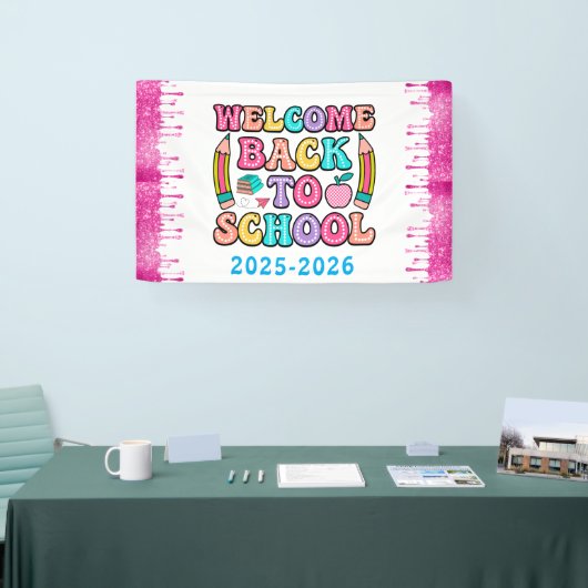 Elegante Monogram Script Office School Banner (Messe)