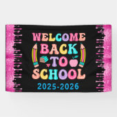 Elegante Monogram Script Office School Banner (Horizontal)