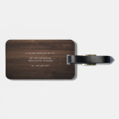Elegante Monogram Script Rustic Wood Look Gepäckanhänger (Rückseite horizontal)