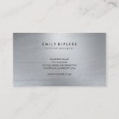 Elegante Monogram Script Silve Metal Shine Texture Visitenkarte (Rückseite)