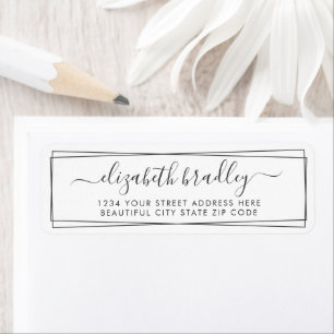 Elegante Monogram Signature Black Border Address