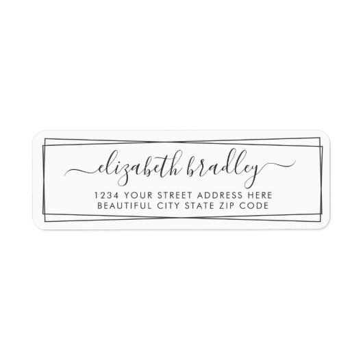 Elegante Monogram Signature Black Border Address (Vorne)