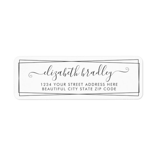 Elegante Monogram Signature Schwarz-weiß Address (Vorne)