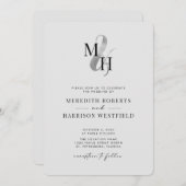 Elegante Monogram Silver Ampersand QR Code Wedding Einladung (Vorne/Hinten)