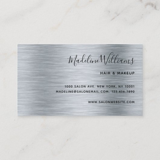 Elegante Monogram Silver Black Modern Script Name Visitenkarte (Rückseite)