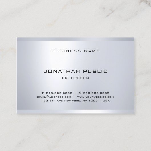 Elegante Monogram Silver Look Sleek Moderne Schlic Visitenkarte (Rückseite)