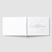 Elegante Monogram Silver Schwarz-weiß Wedding Gästebuch (Voll)