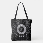Elegante Monogram Silver Sun Moon Doodles Tasche (Rückseite)