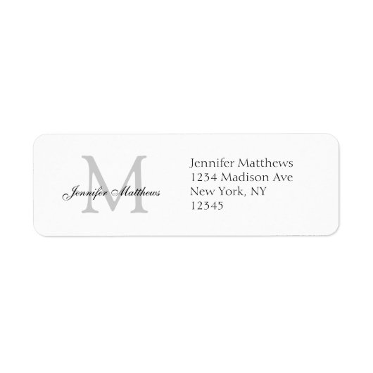 Elegante Monogram Simple Address Labels (Vorne)