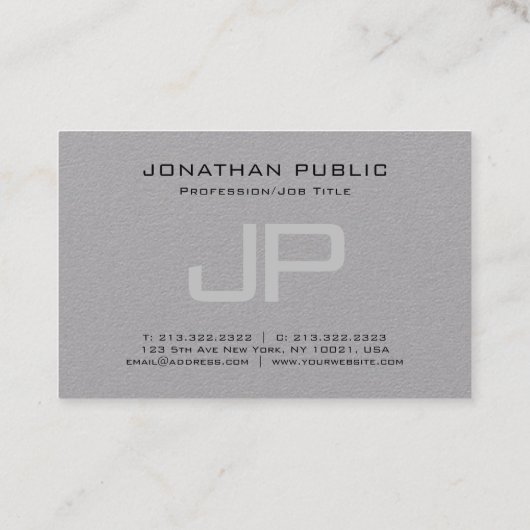 Elegante Monogram Simple Design Graue Vorlage Visitenkarte (Rückseite)