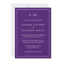 Elegante Monogram Simple Jewel Tone Lila Wedding
